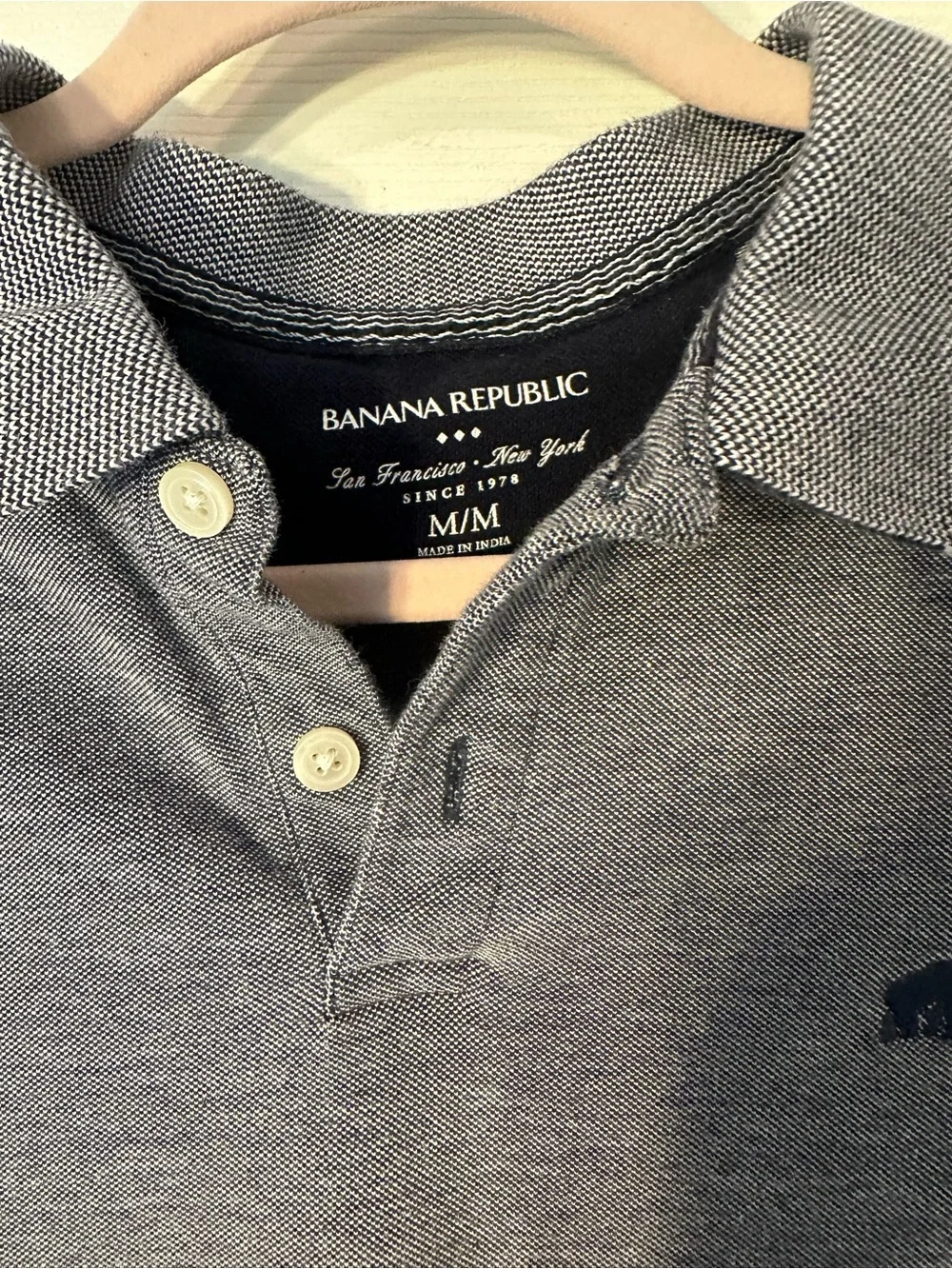 Banana Republic Men’s M Gray Solid Cotton Knit Polo Shirt Logo Golf